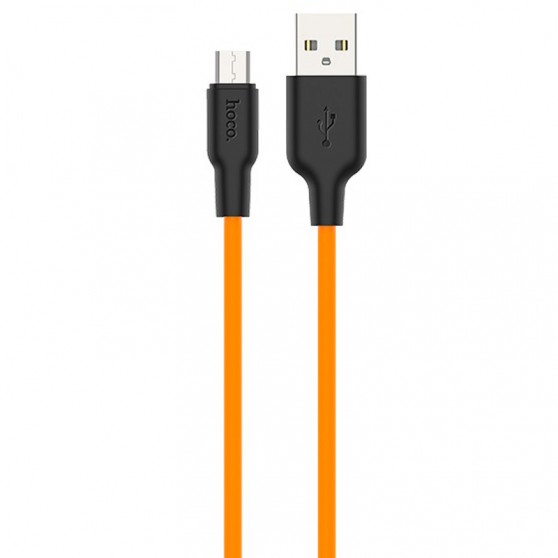 Дата кабеля Hoco X21 Plus Silicone MicroUSB Cable (1m) Black / Orange