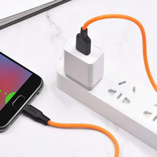 Дата кабель Hoco X21 Plus Silicone MicroUSB Cable (1m) Black / Orange - зображення 2 