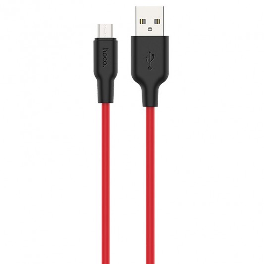 Дата кабель Hoco X21 Plus Silicone MicroUSB Cable (1m) Black / Red