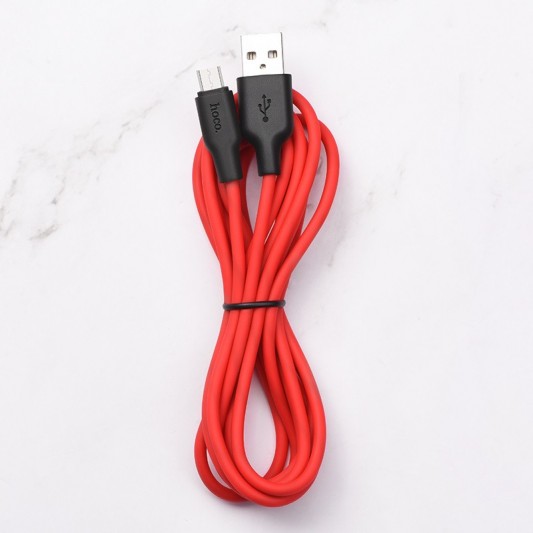 Дата кабель Hoco X21 Plus Silicone MicroUSB Cable (1m) Black / Red - зображення 1 