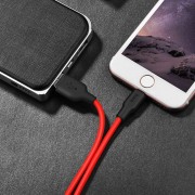 Дата кабель Hoco X21 Plus Silicone MicroUSB Cable (1m) Black / Red