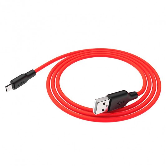 Дата кабель Hoco X21 Plus Silicone MicroUSB Cable (1m) Black / Red - зображення 4 
