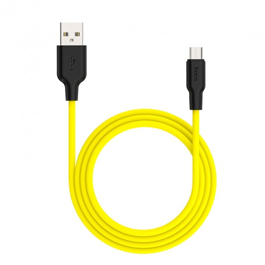 Дата кабель Hoco X21 Plus Silicone MicroUSB Cable (1m) Black / Yellow - зображення 1 
