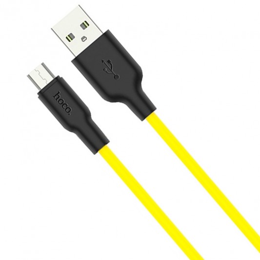 Дата кабель Hoco X21 Plus Silicone MicroUSB Cable (1m) Black / Yellow - зображення 3 
