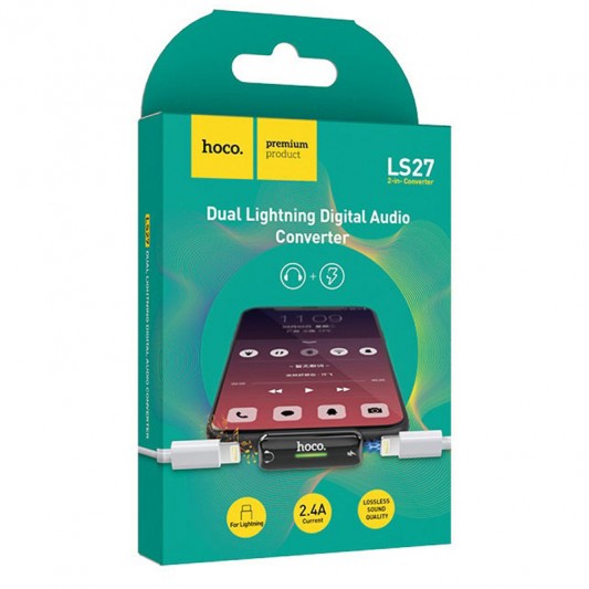 Перехідник Hoco LS27 Dual Lightning Сірий - зображення 4 