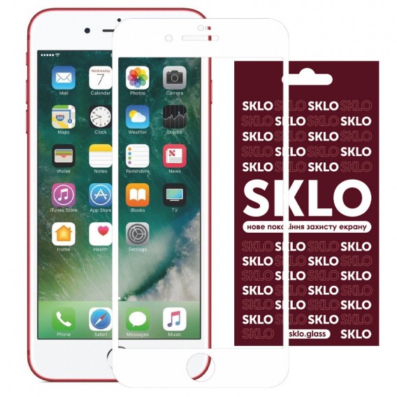 Захисне скло SKLO 3D для Apple iPhone 7 plus / 8 plus (5.5") Білий