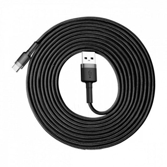 Дата кабель Baseus Cafule Type-C Cable 2A (3m) (CATKLF-U) Чорний / Сірий - зображення 2 