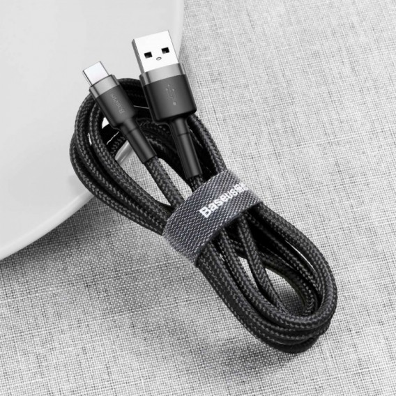 Дата кабель Baseus Cafule Type-C Cable 2A (3m) (CATKLF-U) Чорний / Сірий