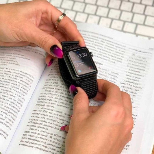 Ремінець Nylon для Apple Watch 42(ser.1-3)/44/45/46/49mm Чорний / Black - зображення 2 