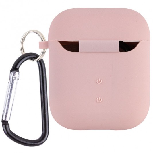 Силіконовий футляр з мікрофіброю для навушників Airpods 1/2 Рожевий / Pink Sand - зображення 1 
