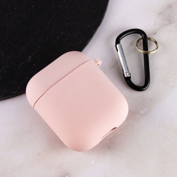 Силіконовий футляр з мікрофіброю для навушників Airpods 1/2 Рожевий / Pink Sand