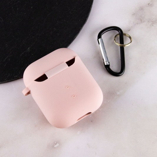 Силіконовий футляр з мікрофіброю для навушників Airpods 1/2 Рожевий / Pink Sand - зображення 3 