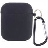 Силиконовый футляр с микрофиброй для наушников Airpods 1/2 Черный / Black Силиконовый футляр с микрофиброй для наушников Airpods 1/2 Черный / Black