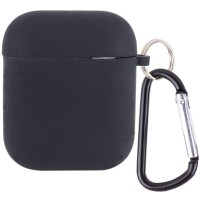 Силиконовый футляр с микрофиброй для наушников Airpods 1/2 Черный/Black