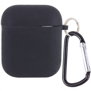 Силиконовый футляр с микрофиброй для наушников Airpods 1/2 Черный/Black