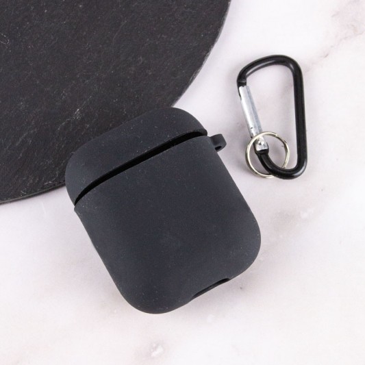 Силіконовий футляр з мікрофіброю для навушників Airpods 1/2 Чорний / Black - зображення 2 