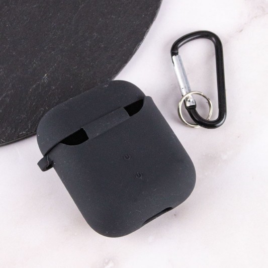 Силіконовий футляр з мікрофіброю для навушників Airpods 1/2 Чорний / Black - зображення 3 