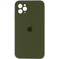 Чехол Silicone Case Square Full Camera Protective (AA) для Apple iPhone 11 Pro Max (6.5") Зеленый / Dark Olive