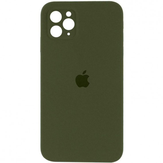 Чохол Silicone Case Square Full Camera Protective (AA) для Apple iPhone 11 Pro Max (6.5") Зелений / Dark Olive