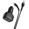 АЗП Hoco Z36 Leader 2.4A (2USB-A) + кабель USB to MicroUSB Черный