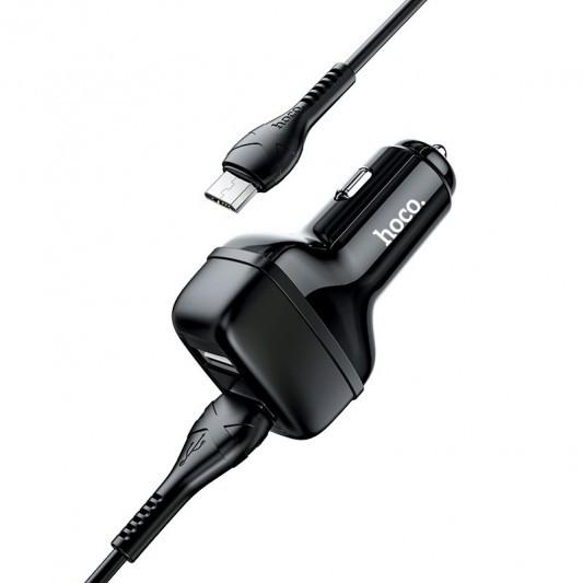 АЗП Hoco Z36 Leader 2.4A (2USB-A) + кабель USB to MicroUSB Чорний - зображення 2 