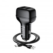 АЗП Hoco Z36 Leader 2.4A (2USB-A) + кабель USB to MicroUSB Чорний