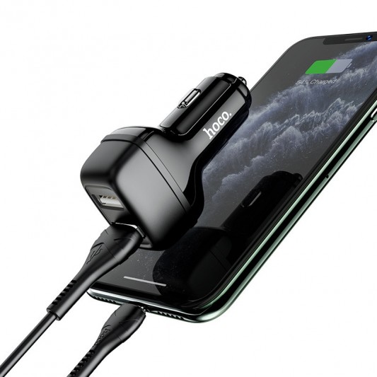 АЗП Hoco Z36 Leader 2.4A (2USB-A) + кабель USB to MicroUSB Чорний - зображення 4 