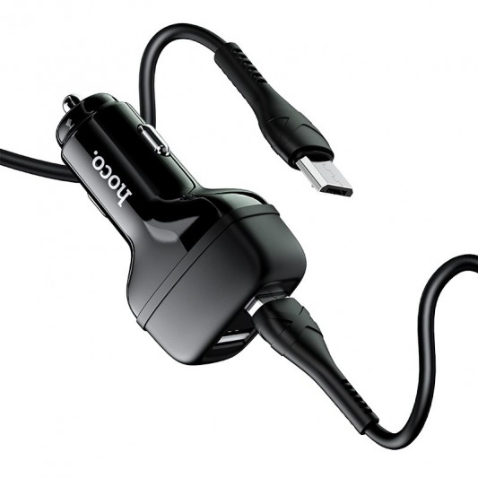 АЗП Hoco Z36 Leader 2.4A (2USB-A) + кабель USB to MicroUSB Чорний - зображення 7 