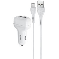 АЗП Hoco Z36 Leader 2.4A (2USB-A) + кабель USB to MicroUSB Белый