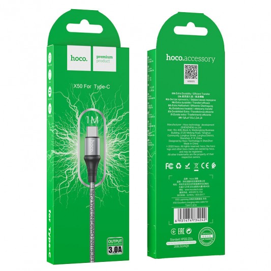 Дата кабель Hoco X50 "Excellent" USB to Type-C (1m) Сірий - зображення 4 