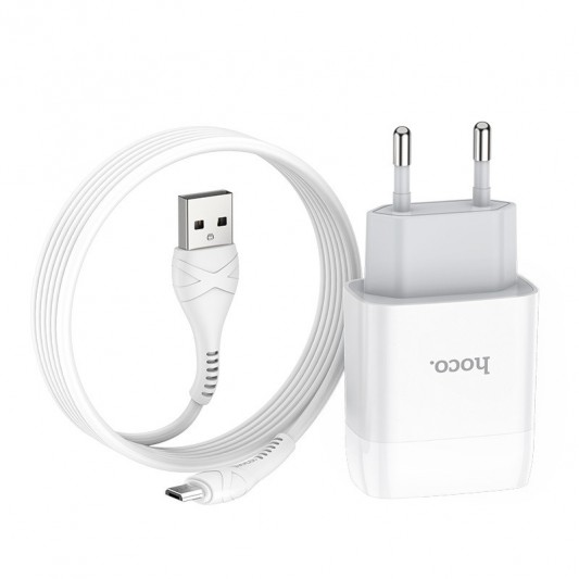 МЗП Hoco C72A Glorious 2.1A (1USB-A) + кабель USB to MicroUSB Білий - зображення 1 