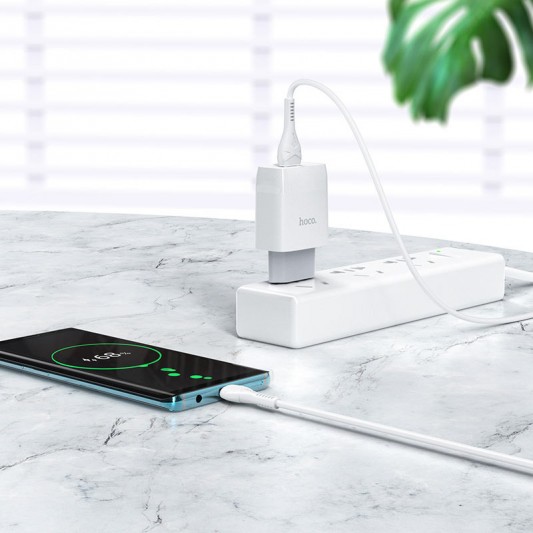 МЗП Hoco C72Q Glorious QC3.0 18W (1USB-A) + кабель USB to MicroUSB Білий - зображення 3 