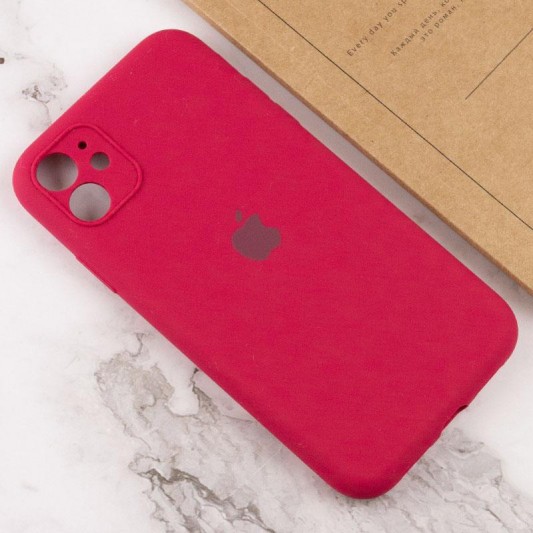 Чохол Silicone Case Full Camera Protective (AA) для Apple iPhone 12 (6.1") Червоний / Rose Red - зображення 3 