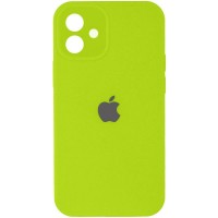 Чехол Silicone Case Full Camera Protective (AA) Apple iPhone 12 (6.1") Кислотно-зеленый / Acid Green