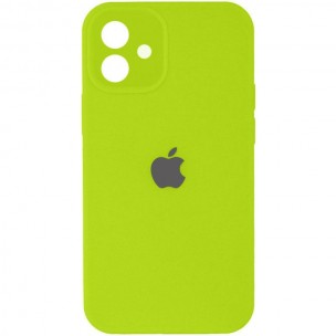 Чохол Silicone Case Full Camera Protective (AA) для Apple iPhone 12 (6.1") Кислотно-зелений / Acid Green
