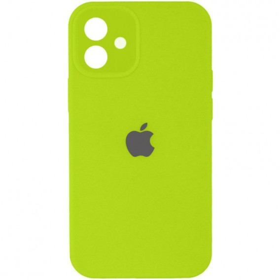 Чохол Silicone Case Full Camera Protective (AA) для Apple iPhone 12 (6.1") Кислотно-зелений / Acid Green