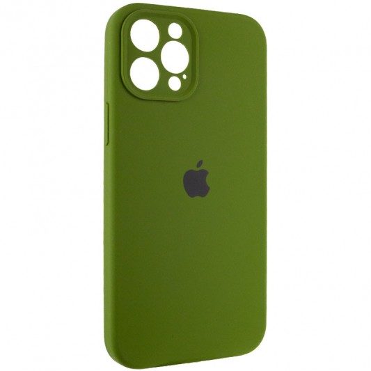 Чохол Silicone Case Full Camera Protective (AA) для Apple iPhone 12 Pro (6.1") Зелений / Dark Olive - зображення 1 