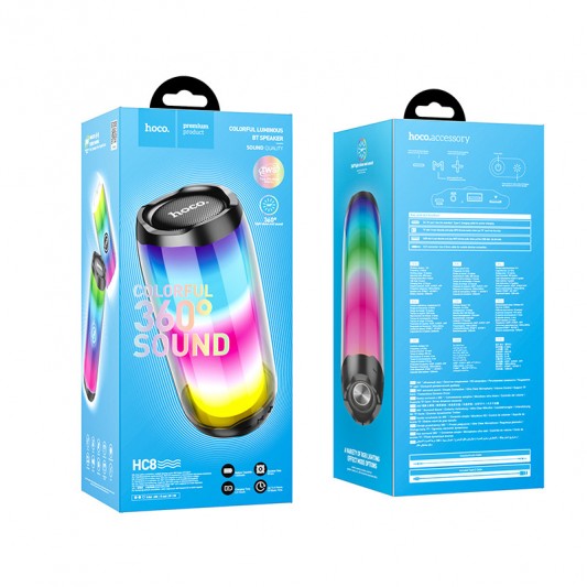Bluetooth Колонка Hoco HC8 Pulsating colorful Чорний - зображення 3 