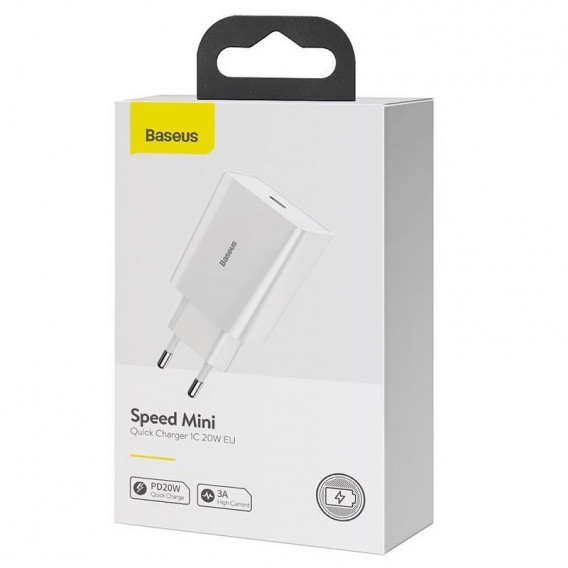 Блок живлення Baseus Speed Mini Quick Charger 20W (1USB-C) (CCFS-S) Білий