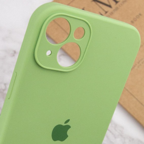 Чехол Silicone Case Full Camera Protective (AA) для iPhone 13 (6.1") Мятный / Mint