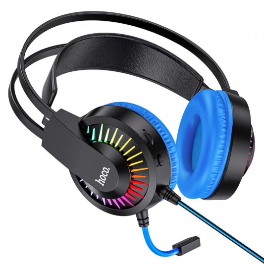 Накладні навушники Hoco W105 Joyful (USB+3.5mm/1.2m) Синій - зображення 1 