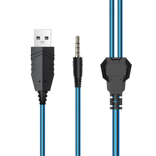 Накладні навушники Hoco W105 Joyful (USB+3.5mm/1.2m) Синій - зображення 2 