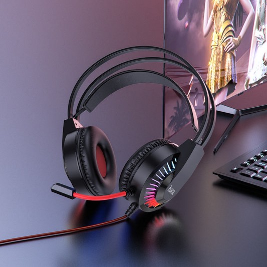 Накладні навушники Hoco W105 Joyful (USB+3.5mm/1.2m) Червоний - зображення 2 