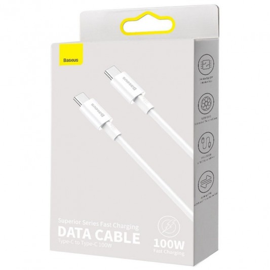 Дата кабель Baseus Superior Series Fast Charging Type-C to Type-C PD 100W (1m) (CATYS-B) Білий - зображення 4 