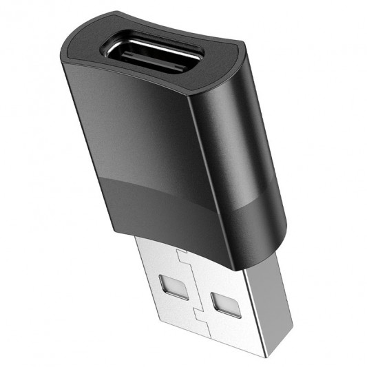 Перехідник Hoco UA17 USB Male to Type-C Female USB2.0 Чорний - зображення 1 