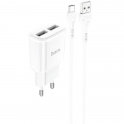 МЗП Hoco C88A Star round 2.4A (2USB-A) + кабель USB to Type-C Білий