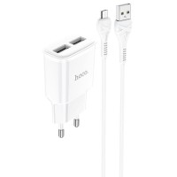 Блок питания Hoco C88A Star round 2.4A (2USB-A) + кабель USB to MicroUSB Белый