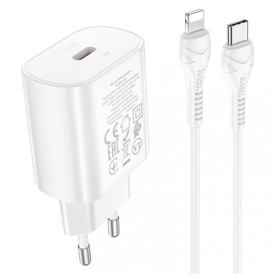 МЗП Hoco N22 Jetta PD25W (1USB-C) + кабель Type-C to Lightning Белый