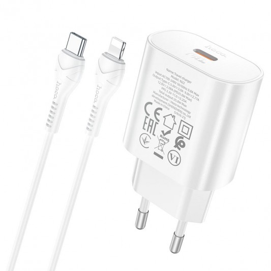 МЗП Hoco N22 Jetta PD25W (1USB-C) + кабель Type-C to Lightning Білий - зображення 2 