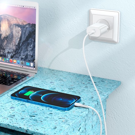 МЗП Hoco N22 Jetta PD25W (1USB-C) + кабель Type-C to Lightning Білий - зображення 4 